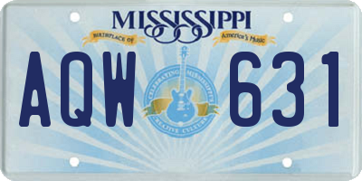 MS license plate AQW631