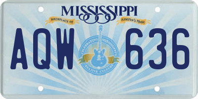 MS license plate AQW636