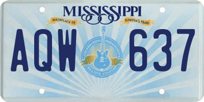 MS license plate AQW637