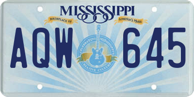 MS license plate AQW645