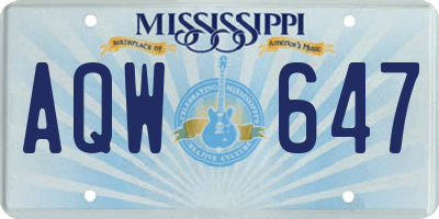 MS license plate AQW647