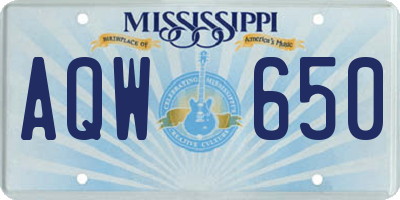 MS license plate AQW650