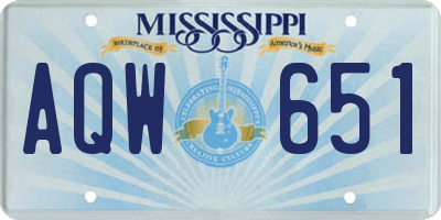 MS license plate AQW651