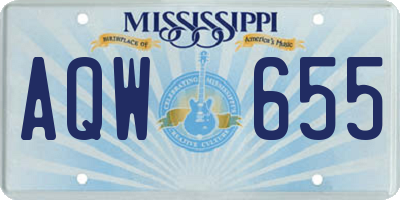 MS license plate AQW655