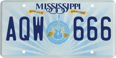 MS license plate AQW666