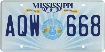 MS license plate AQW668