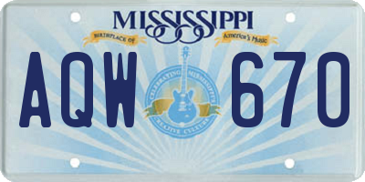 MS license plate AQW670