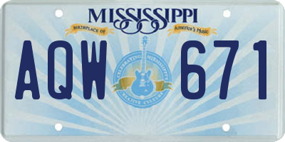 MS license plate AQW671