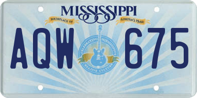 MS license plate AQW675