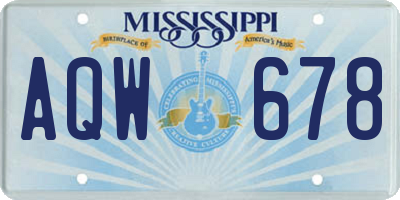 MS license plate AQW678