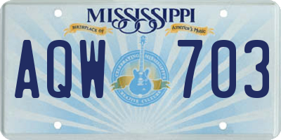 MS license plate AQW703