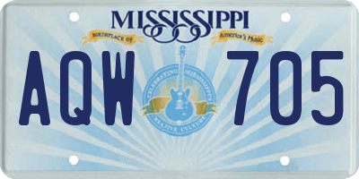MS license plate AQW705