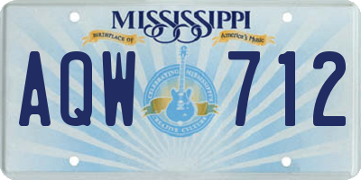 MS license plate AQW712