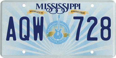 MS license plate AQW728