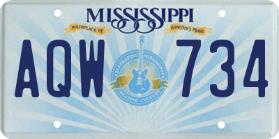 MS license plate AQW734