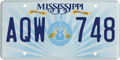 MS license plate AQW748
