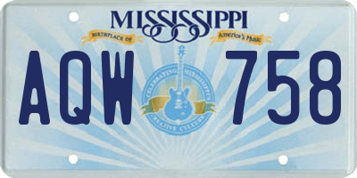 MS license plate AQW758