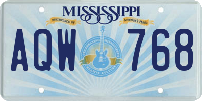 MS license plate AQW768