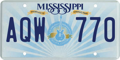 MS license plate AQW770