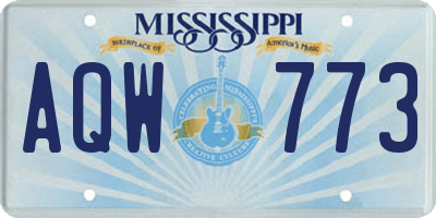 MS license plate AQW773
