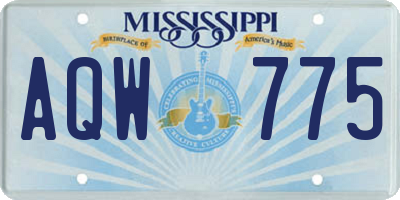 MS license plate AQW775