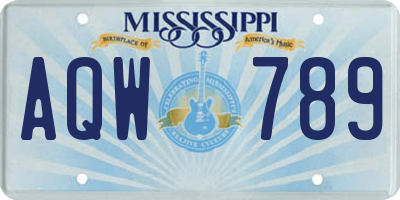MS license plate AQW789