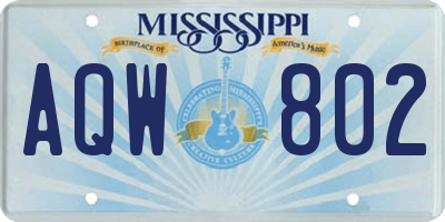 MS license plate AQW802