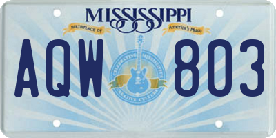 MS license plate AQW803