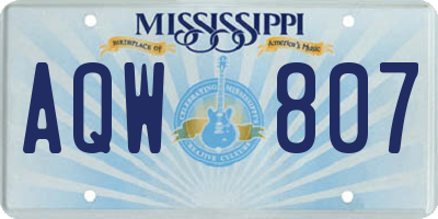 MS license plate AQW807