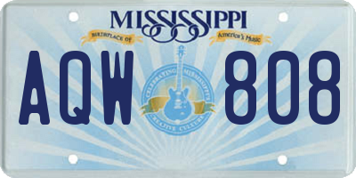 MS license plate AQW808