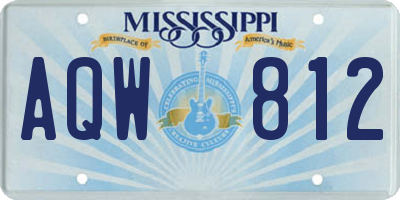 MS license plate AQW812