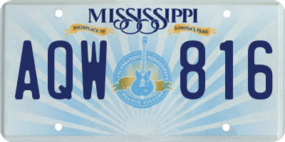 MS license plate AQW816
