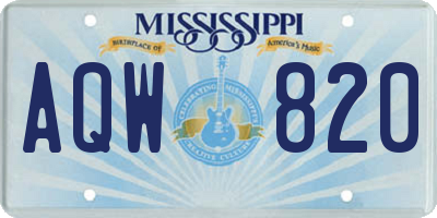 MS license plate AQW820