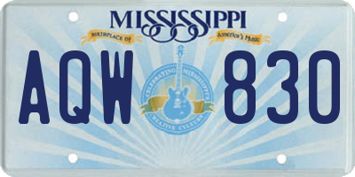 MS license plate AQW830
