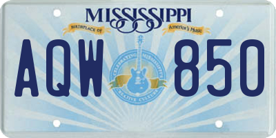 MS license plate AQW850