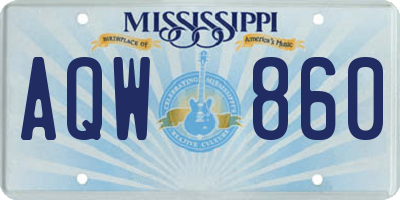 MS license plate AQW860