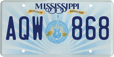 MS license plate AQW868