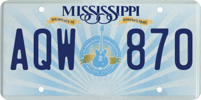 MS license plate AQW870