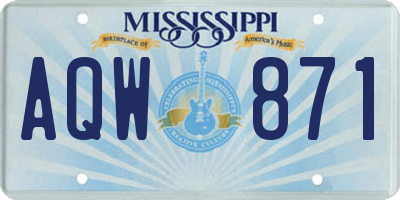 MS license plate AQW871