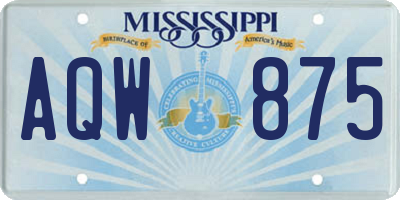 MS license plate AQW875