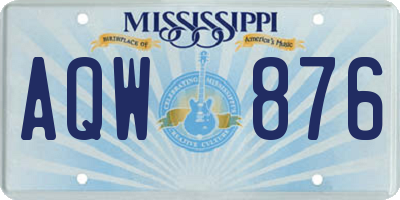 MS license plate AQW876