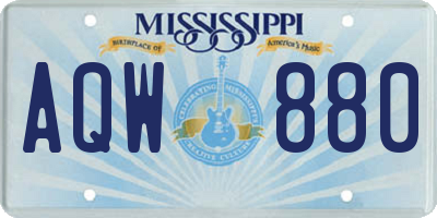 MS license plate AQW880