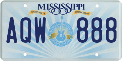 MS license plate AQW888