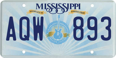 MS license plate AQW893