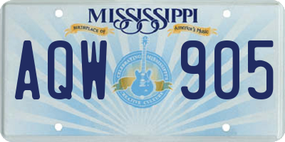 MS license plate AQW905
