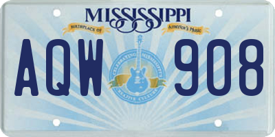 MS license plate AQW908