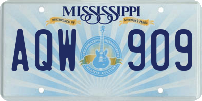 MS license plate AQW909