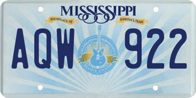 MS license plate AQW922