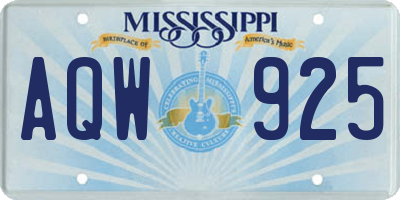 MS license plate AQW925