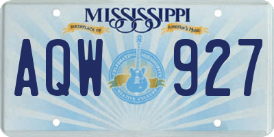 MS license plate AQW927